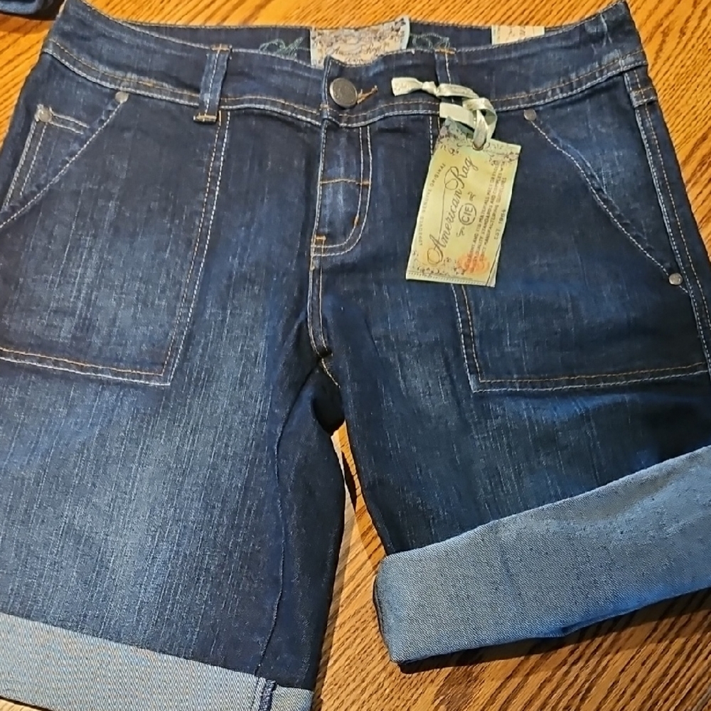 New 11 American Rag Denim Blue Convertible Roll Up Jean Shorts